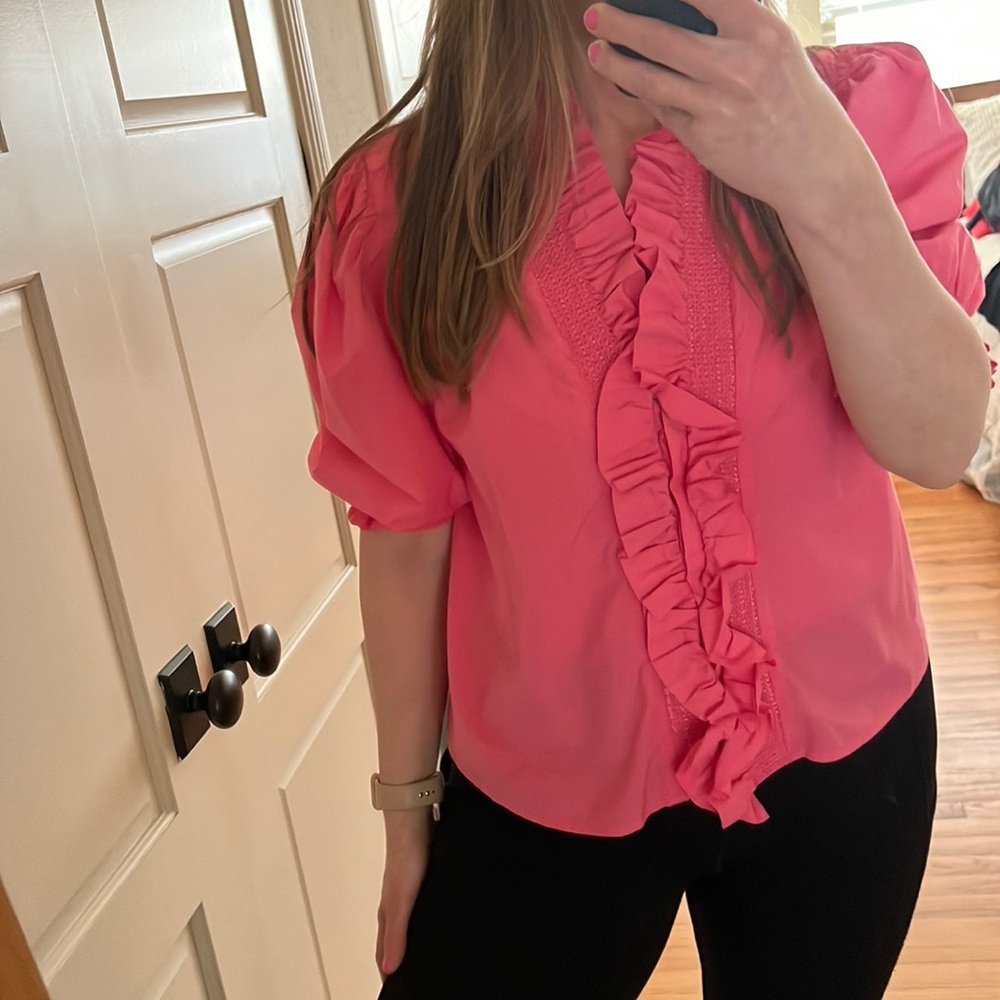 LOVE THE LABEL zuri top in pink carnation large 100% cotton